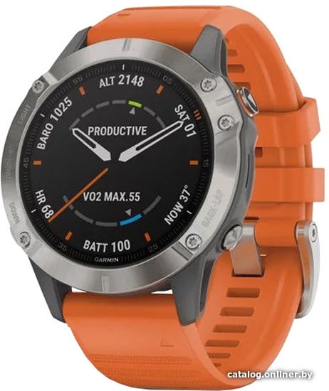 

Умные часы Garmin Fenix 6 Sapphire (титановый/оранжевый)