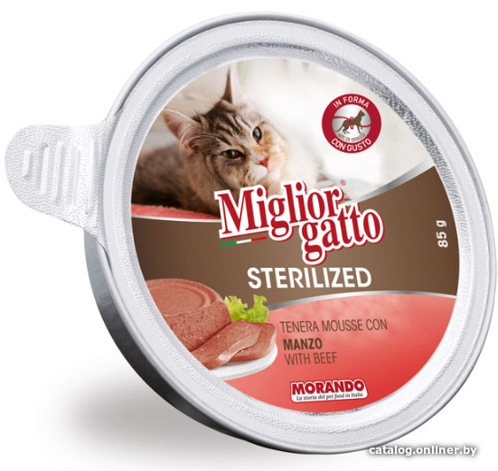 

Консервированный корм для кошек MigliorGatto Sterilized Beef 85 г