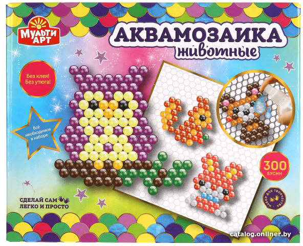 

Набор для создания поделок/игрушек MultiArt Аквамозаика Животные ABMA300-3