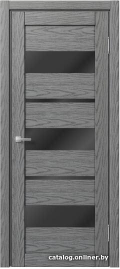 

Межкомнатная дверь MDF-Techno Dominica 114 50x200 (Скай Оук серый, стекло лакобель черный)