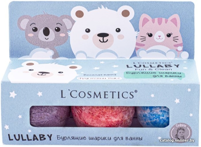 

Бомбочка для ванны детская L'Cosmetics Lullaby 3x55 г (голубой)