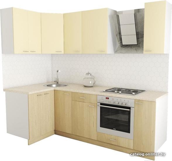 

Готовая кухня Хоум Лайн Луиза Люкс 1200x2400 угловой (флитвуд шампань/ваниль)
