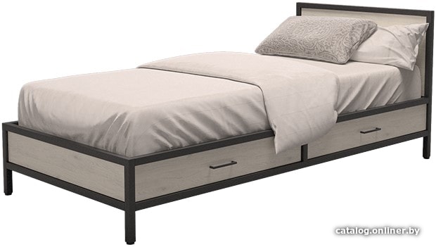 

Кровать Millwood Loft KM-3.1 90x200 (дуб беленый/металл черный)