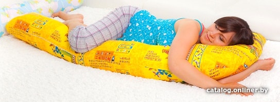 

Подушка для беременных BabySleep Finepill Г XL 175x74 (лен, файбертек, желтый)