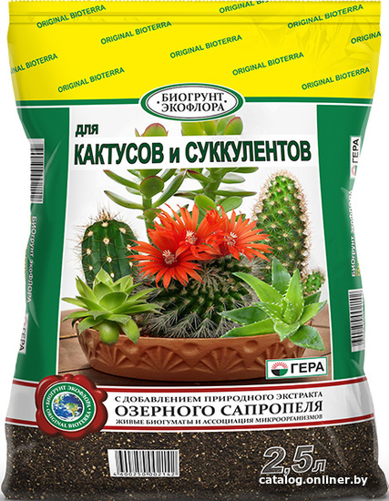 

Грунт Гера БиоГрунт Для кактусов и суккулентов (2.5 л)