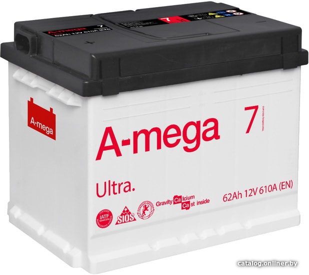 

Автомобильный аккумулятор A-mega Ultra 62 R (62 А·ч)