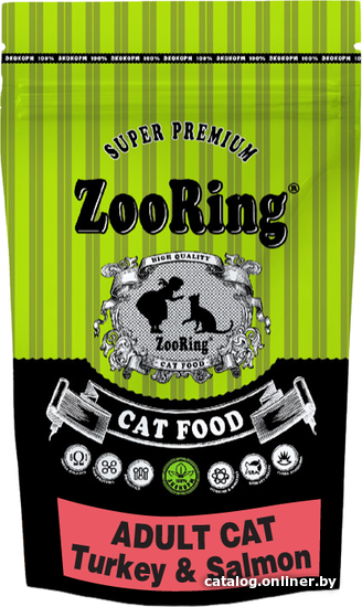 

Сухой корм для кошек ZooRing Grain Free Adult Turkey&Salmon (с индейкой и лососем) 1.5 кг