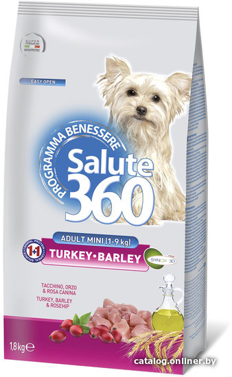 

Сухой корм для собак Pet360 Salute 360 Dog Adult Mini с индейкой и ячменем 1.8 кг