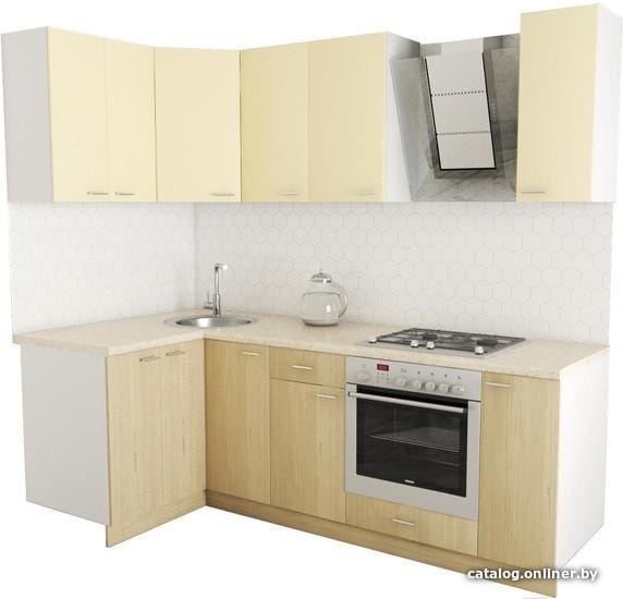 

Готовая кухня Хоум Лайн Луиза Люкс 1200x2300 угловой (флитвуд шампань/ваниль)