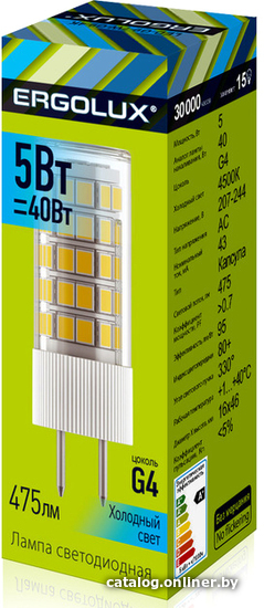 

Светодиодная лампочка Ergolux JD-5W-G4-220