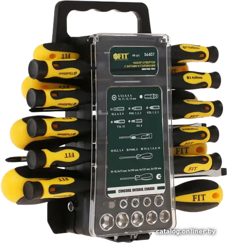 

Набор отвертка с битами и головками FIT 56407 (44 предмета)