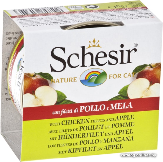 

Консервированный корм для кошек Schesir Chicken&Apple 75 г