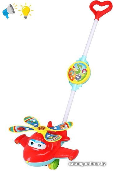 

Игрушка-каталка Наша Игрушка Самолетик с ручкой M0546