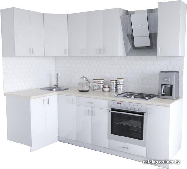 

Готовая кухня Хоум Лайн Кристалл Люкс 1200х2500 угловой (белый/белый)