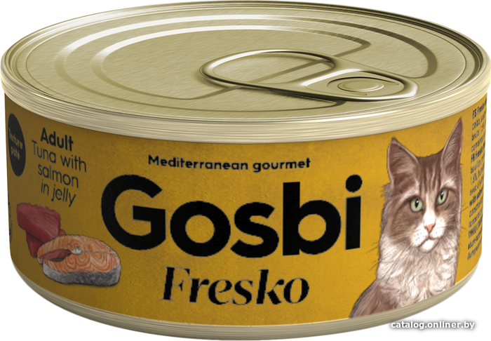 

Консервированный корм для кошек Gosbi Fresco Adult Tuna & Salmon in jelly (Тунец и лосось в желе) 70 г