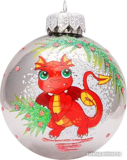 

Елочная игрушка Коломеев КУ-65-234014/1 Шар. Дракоша красный без елочки