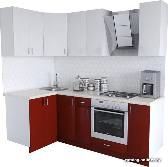 

Готовая кухня Хоум Лайн Кристалл Люкс 1200х2200 угловой (бургундский глянец/белый)