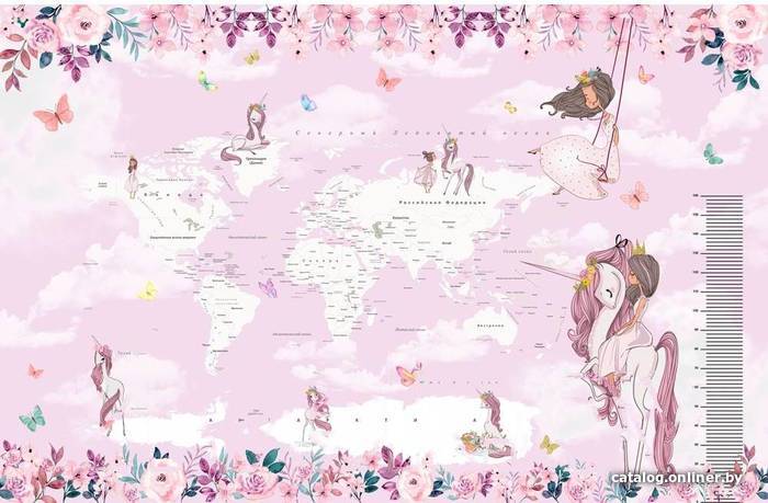 

Фотообои Citydecor Princess Карта мира с ростомером 18 с защитным покрытием 400x260