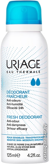 

Дезодорант-спрей Uriage Deodorant Fraicheur с квасцовым камнем освежающий 125 мл