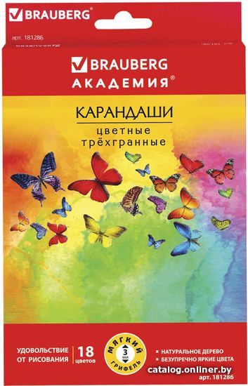 

Набор цветных карандашей BRAUBERG Бабочки 181286 (18 шт.)