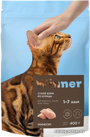 

Сухой корм для кошек Winner из курицы для взрослых кошек всех пород 400 г