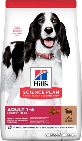 

Сухой корм для собак Hill's Science Plan Adult Medium для взрослых собак средних пород для поддержания иммунитета, с ягненком и рисом 2.5 кг