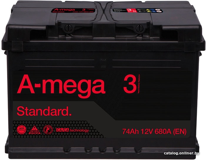 

Автомобильный аккумулятор A-mega Standard 74 L (74 А·ч)