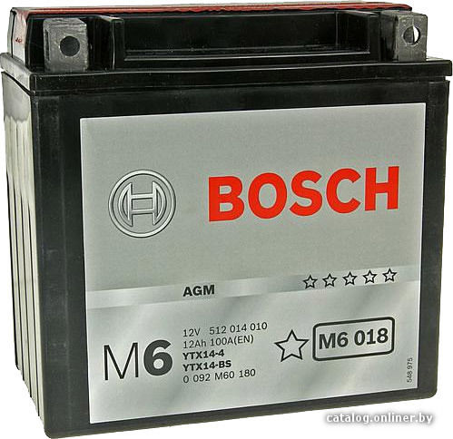 

Мотоциклетный аккумулятор Bosch M6 YTX14-4/YTX14-BS 512 014 010 (12 А·ч)
