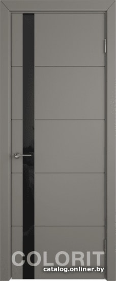 

Межкомнатная дверь Юркас Colorit К4 ДО 90x200 (темно-серая эмаль, lacobel черный лак)