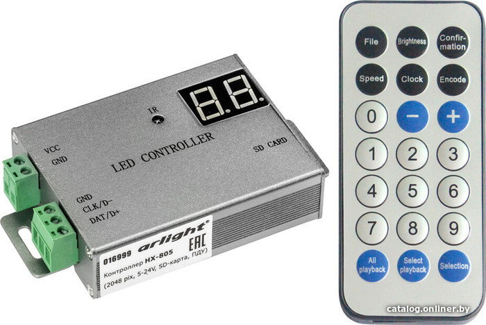 

Контроллер RGBW Arlight HX-805 HX-805 (2048 pix, 5-24V, SD-карта, ПДУ) 016999