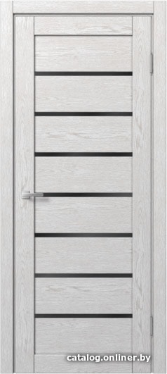 

Межкомнатная дверь MDF-Techno Dominika 113 50x200 (дуб бело-серый, стекло лакобель черный)