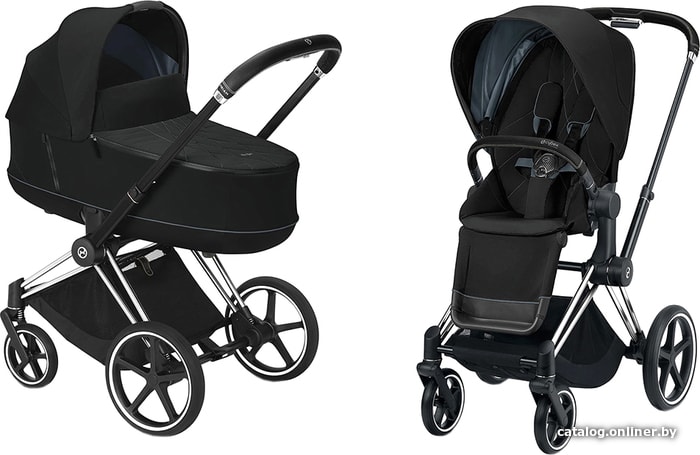 

Универсальная коляска Cybex Priam (2 в 1, deep black, шасси chrome/black)