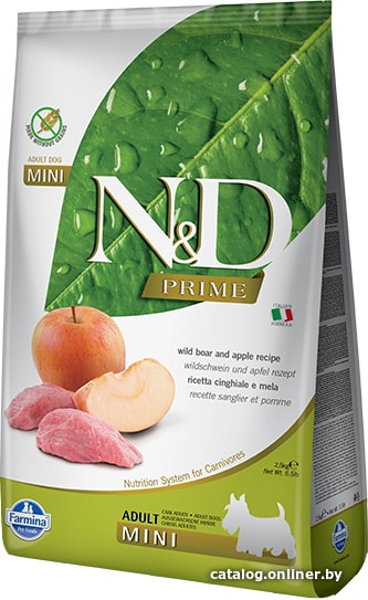 

Сухой корм для собак Farmina N&D Prime Boar & Apple Adult Mini (Кабан и яблоко) 0.8 кг
