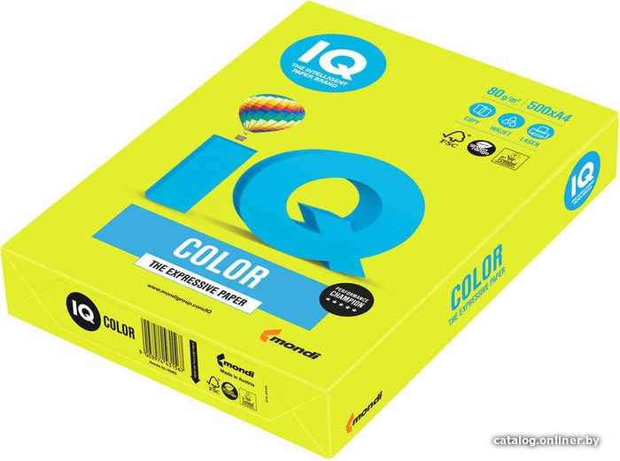 

Офисная бумага IQ Color NEOGN A4 (неон зеленый, 80 г/м2, 500 л)