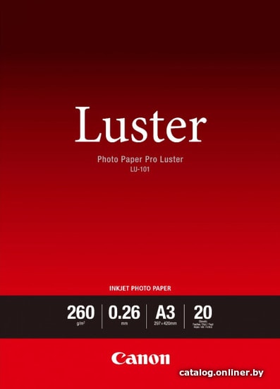 

Фотобумага Canon Luster Photo Paper Pro LU-101 A3 260 г/м2 20 л 6211B007