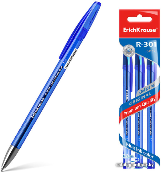 

Набор гелевых ручек Erich Krause R-301 Original Gel Stick синий 42723 (3 шт)
