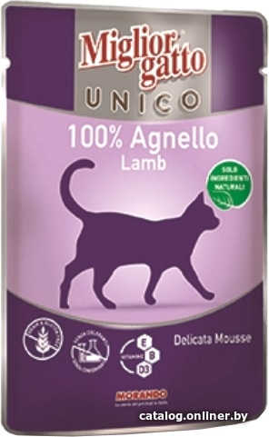 

Пресервы MigliorGatto Delicata Mousse 100% Lamb 85 г