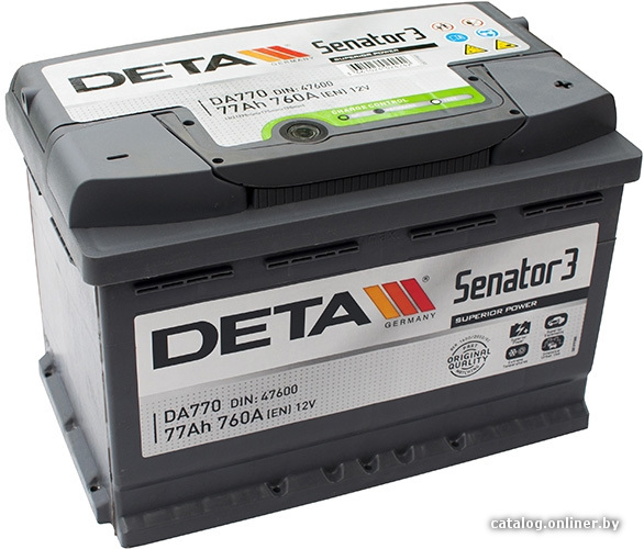 

Автомобильный аккумулятор DETA Senator3 DA770 (77 А·ч)