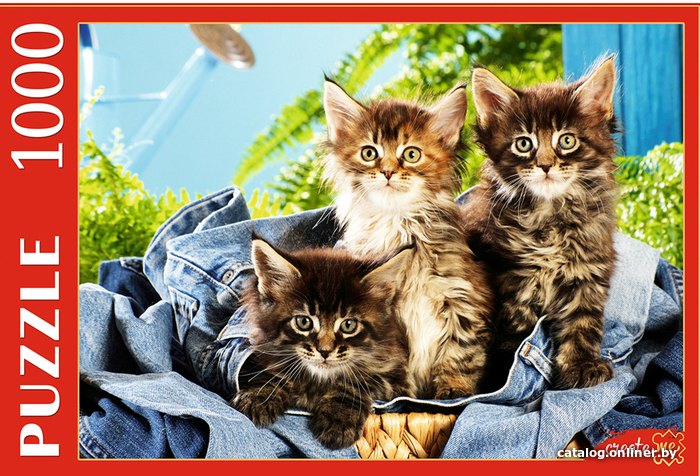 

Пазл Рыжий кот Котята в корзине