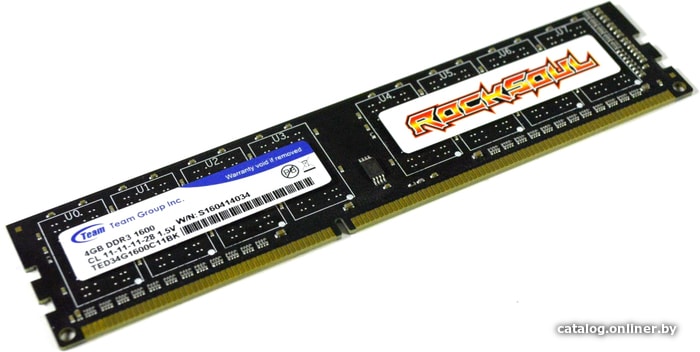 

Оперативная память Team 4GB DDR3 PC3-12800 TED34G1600C11BK