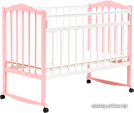 

Классическая детская кроватка Bambini М.01.10.09 (белый/розовый)