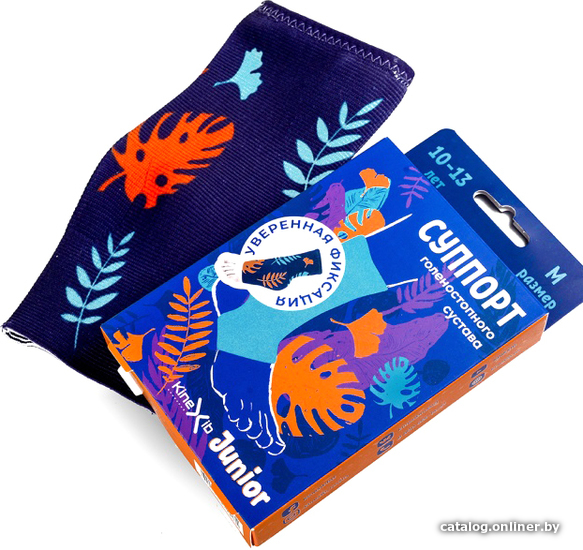 

Суппорт голеностопа Kinexib Junior голеностоп (M, синий/принт листья)