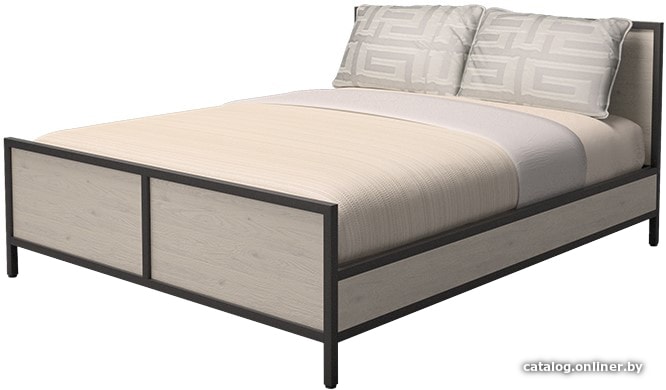 

Кровать Millwood Neo Loft KM-2 160x200 (дуб беленый/металл черный)