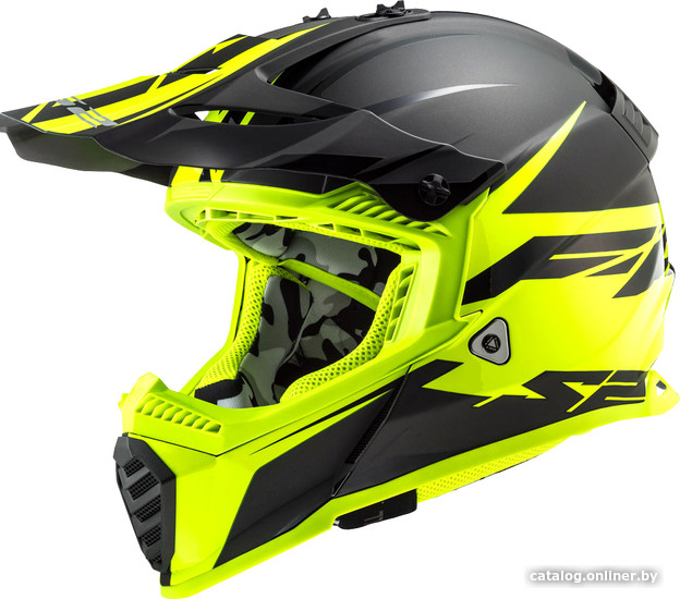 

Мотошлем LS2 Mx437 Fast Evo Roar (XXL, черный/желтый)