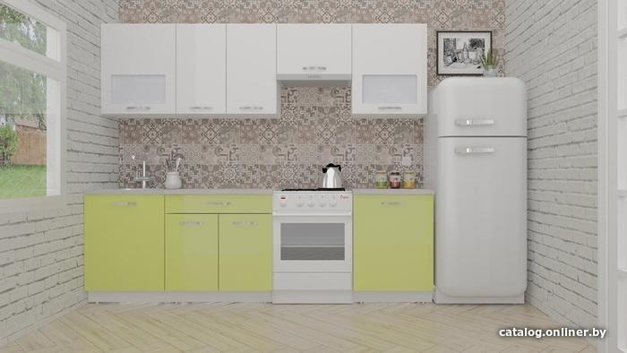

Готовая кухня ВерсоМебель ЭкоЛайт-6 2.5 (белый/лайм)