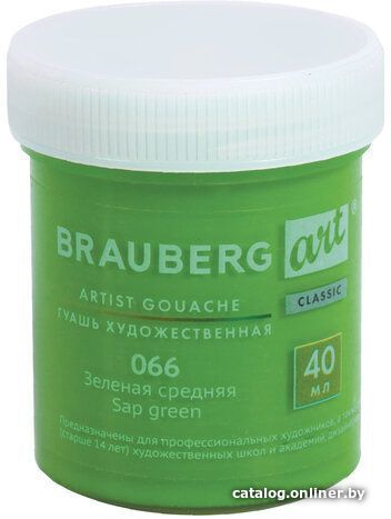 

Гуашь BRAUBERG Art Classic 191579 (зеленая средняя, 40 мл)