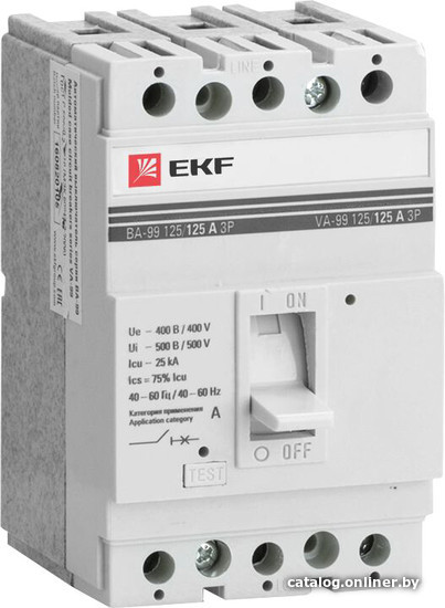 

Выключатель автоматический EKF PROxima ВА-99 12580А 3P 25кА mccb99-125-80