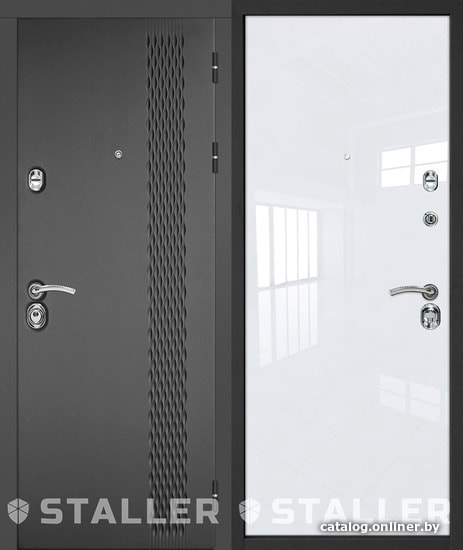 

Металлическая дверь Сталлер Лика 205x86R (серый/белый люкс)