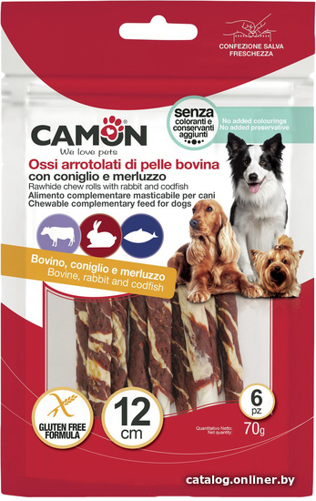 

Лакомство для собак Camon Rahwide chew rolls with rabbit and codfish 70 г