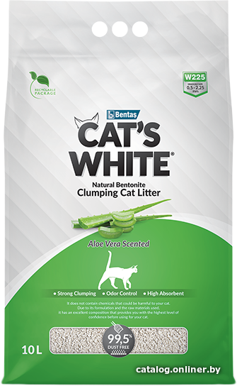 

Наполнитель для туалета Cat's White Aloe Vera Scented 10 л